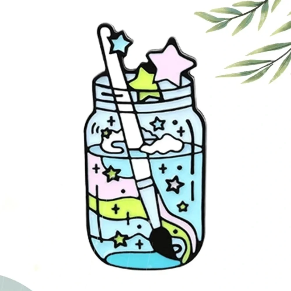 3/$25 Acrylic Pin Swirling Paint Brush in a Clear Jar of Water with Stars